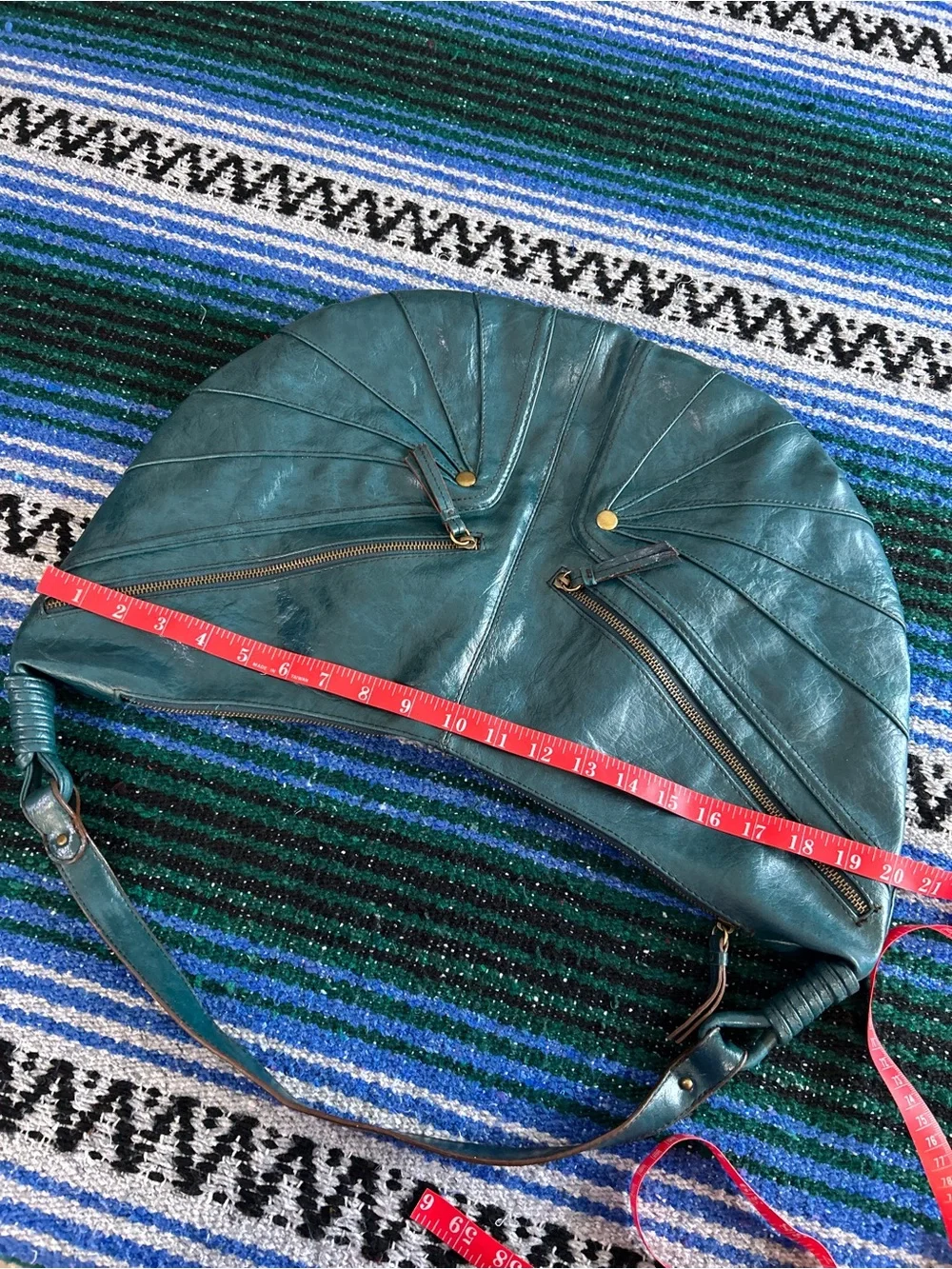 Vintage Y2K Canyon River Teal Faux Leather Hobo Shoulder Bag